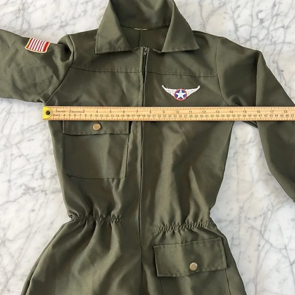 Air Force Top Gun Aviation Flight Suit Olive Drab Patches Sz 7/8